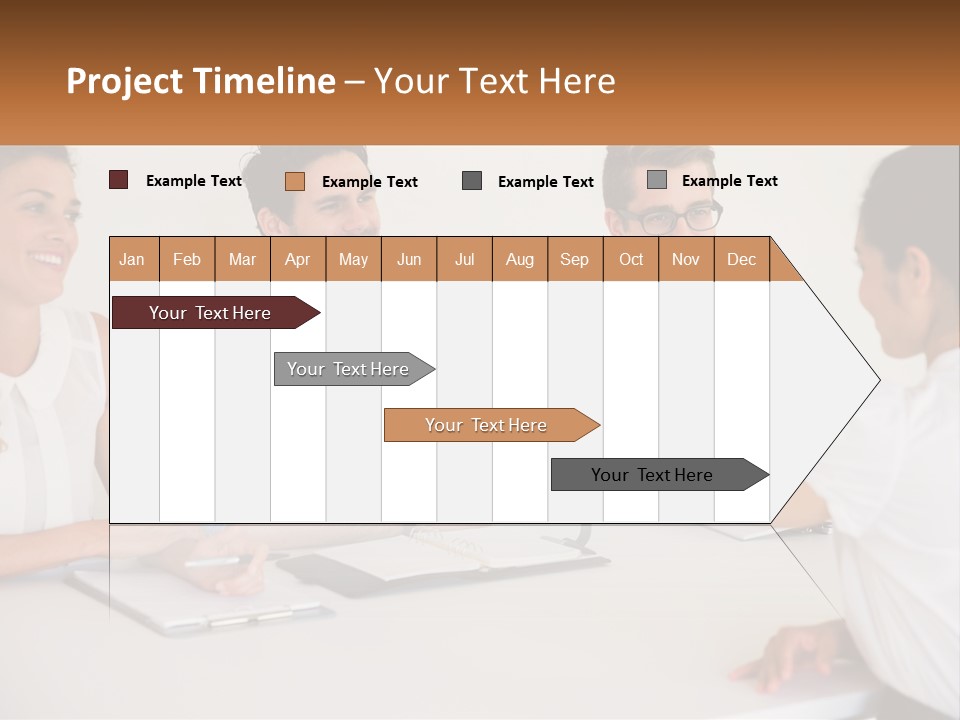 A Group Of People Sitting Around A Table Shaking Hands PowerPoint Template