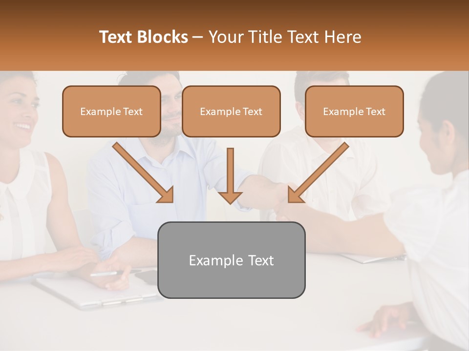 A Group Of People Sitting Around A Table Shaking Hands PowerPoint Template