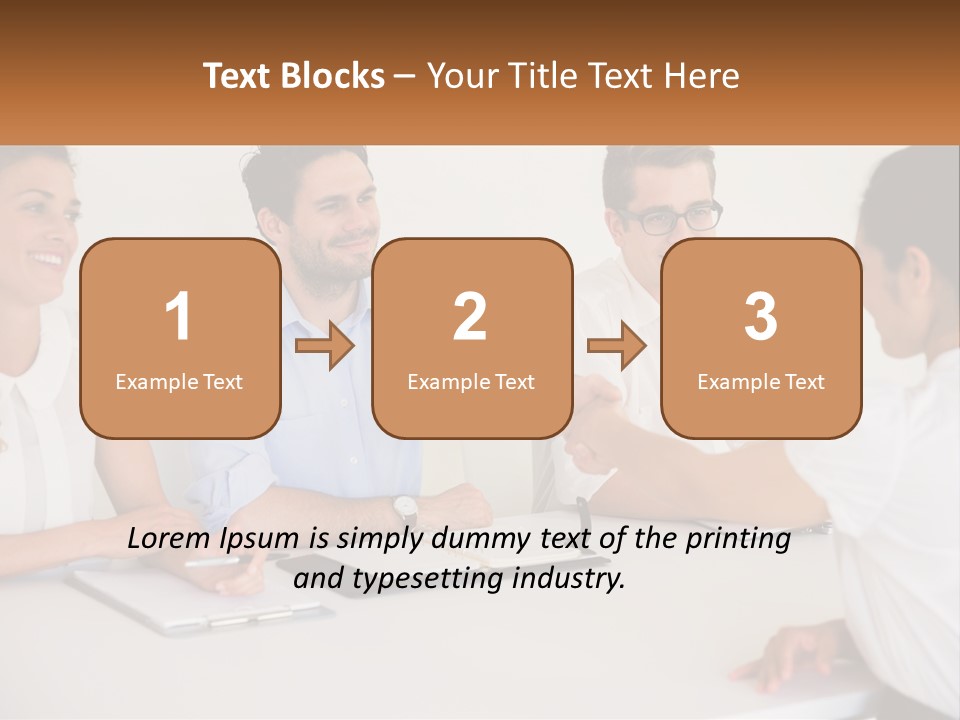 A Group Of People Sitting Around A Table Shaking Hands PowerPoint Template