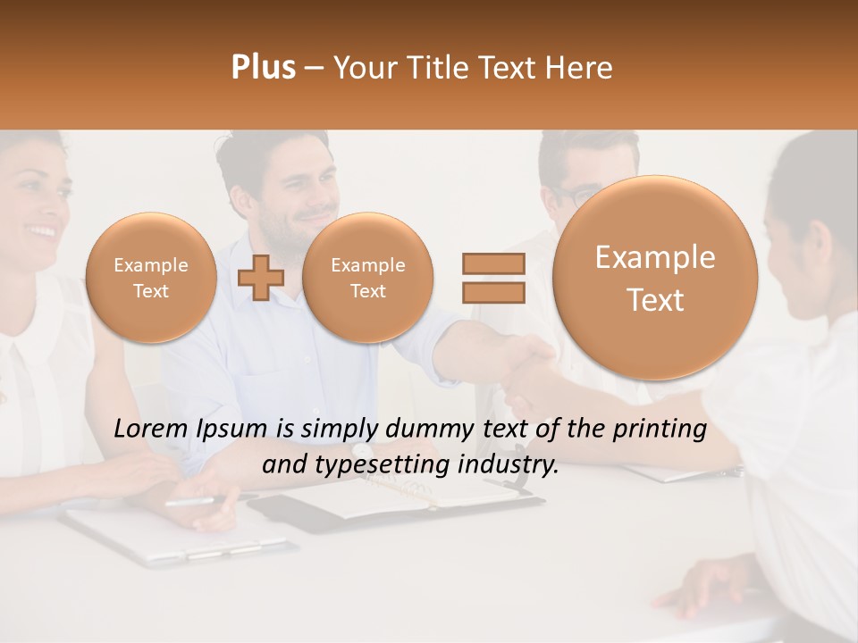 A Group Of People Sitting Around A Table Shaking Hands PowerPoint Template