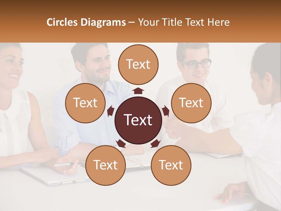 A Group Of People Sitting Around A Table Shaking Hands PowerPoint Template