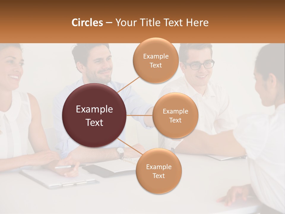 A Group Of People Sitting Around A Table Shaking Hands PowerPoint Template
