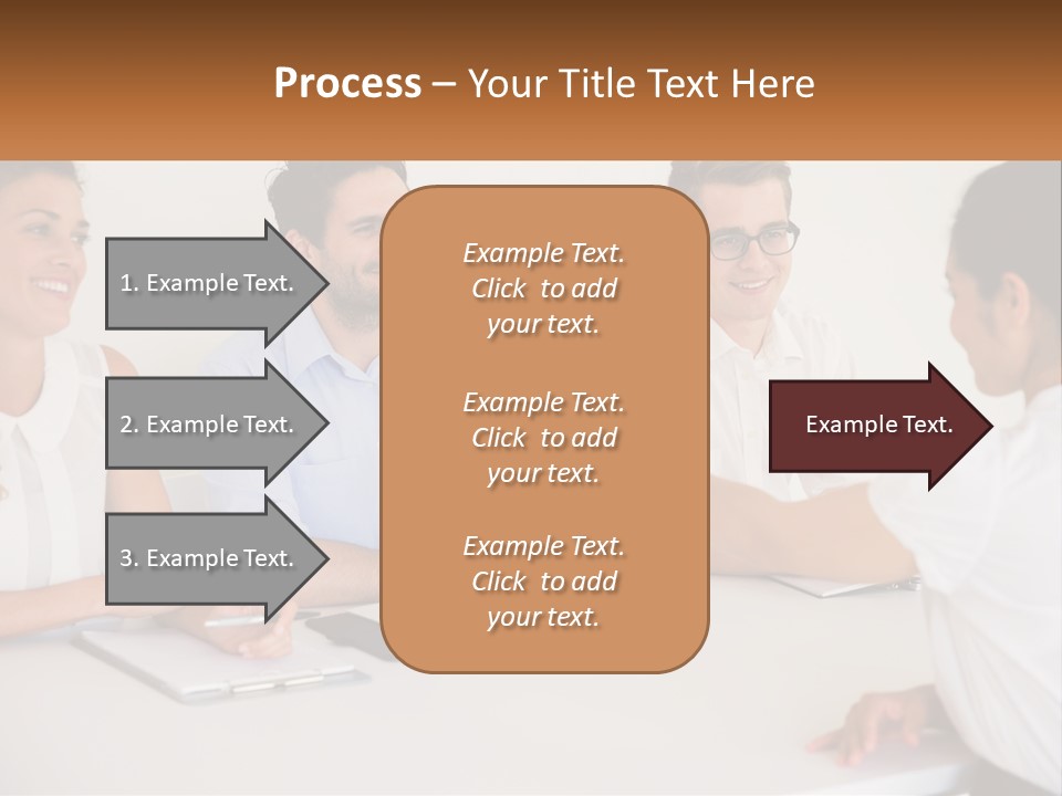 A Group Of People Sitting Around A Table Shaking Hands PowerPoint Template