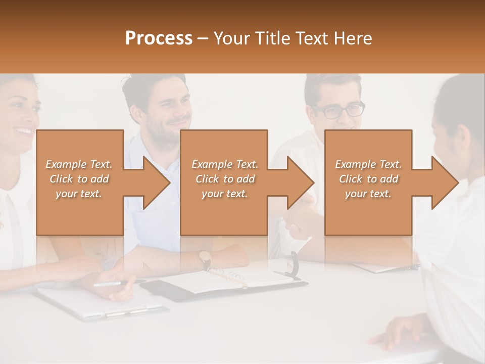 A Group Of People Sitting Around A Table Shaking Hands PowerPoint Template