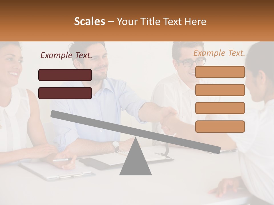 A Group Of People Sitting Around A Table Shaking Hands PowerPoint Template