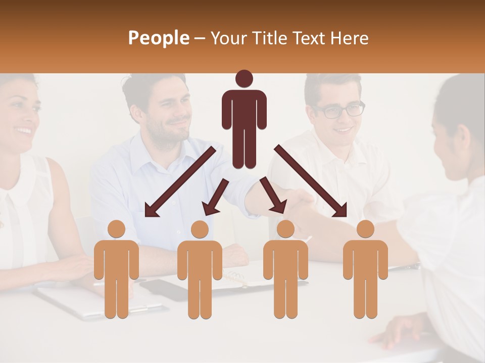A Group Of People Sitting Around A Table Shaking Hands PowerPoint Template