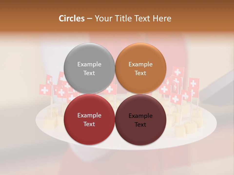 A Woman Holding A Tray Of Cheese With Swiss Flags On It PowerPoint Template