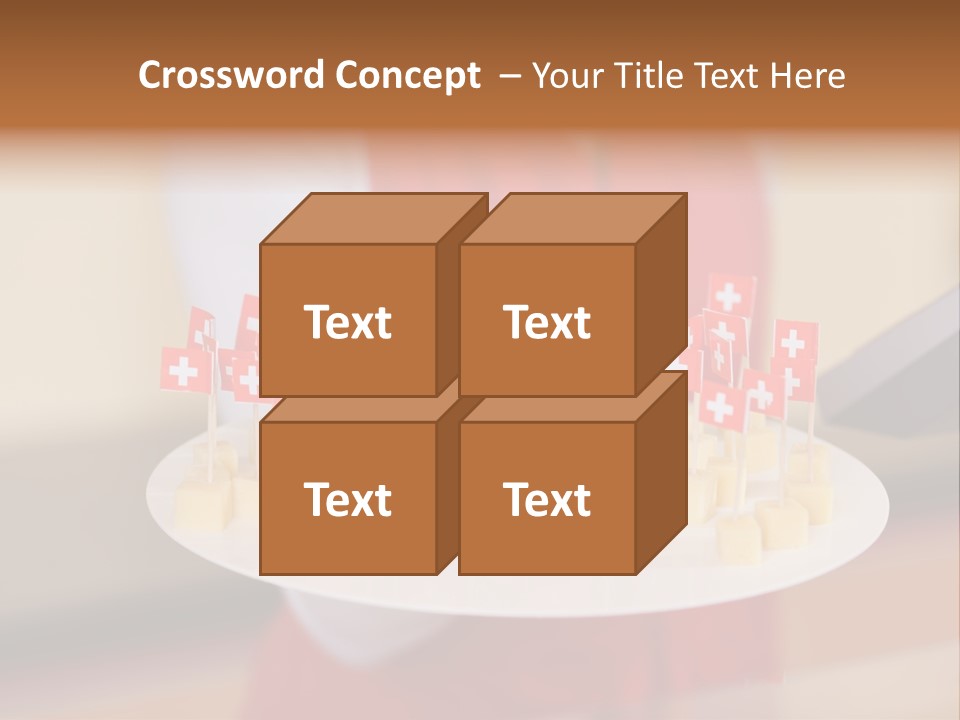 A Woman Holding A Tray Of Cheese With Swiss Flags On It PowerPoint Template