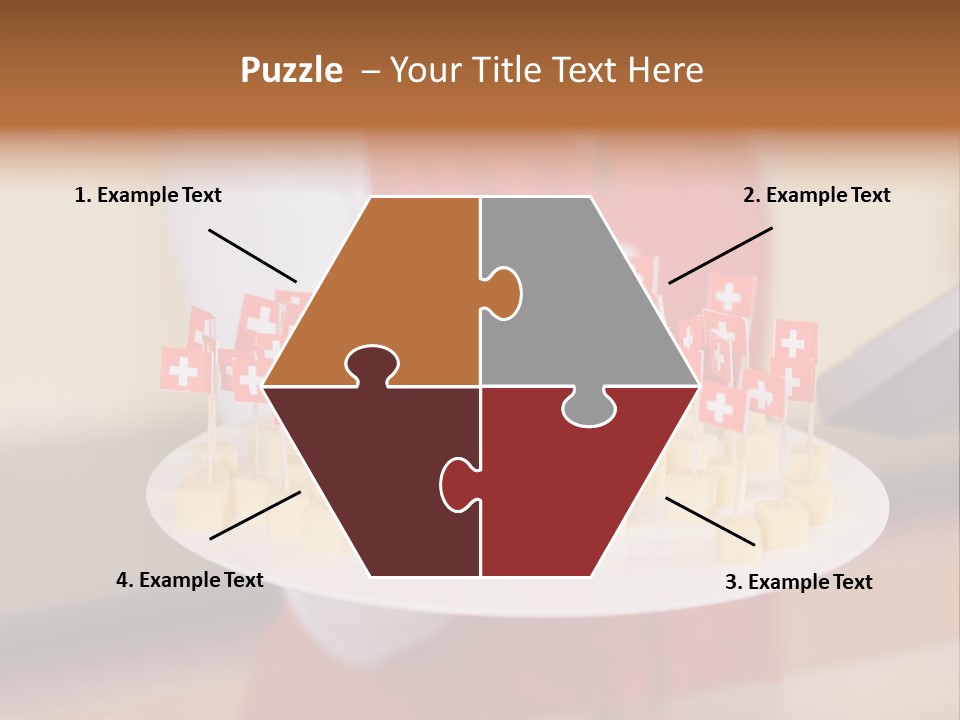 A Woman Holding A Tray Of Cheese With Swiss Flags On It PowerPoint Template