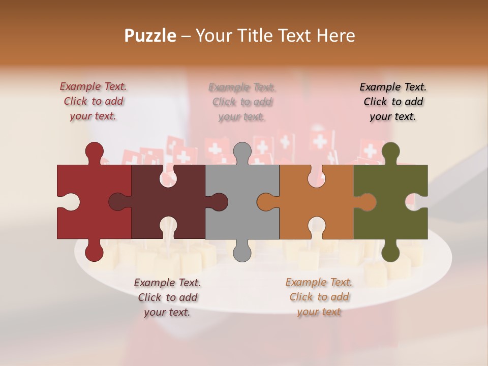 A Woman Holding A Tray Of Cheese With Swiss Flags On It PowerPoint Template