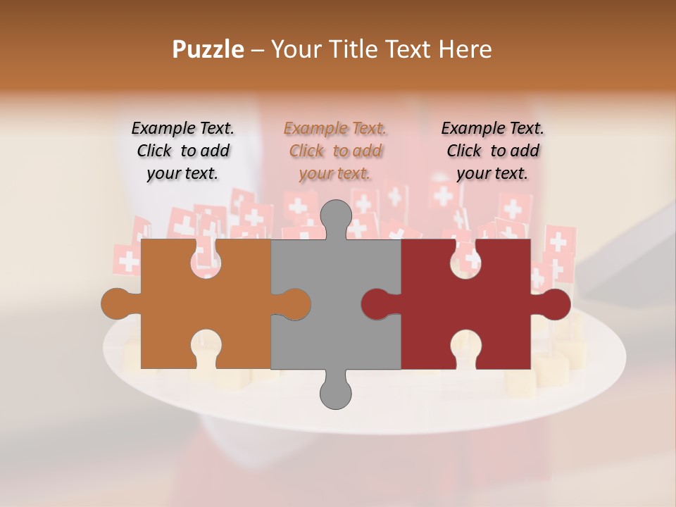 A Woman Holding A Tray Of Cheese With Swiss Flags On It PowerPoint Template