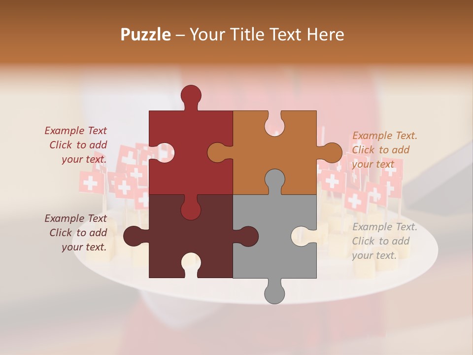 A Woman Holding A Tray Of Cheese With Swiss Flags On It PowerPoint Template