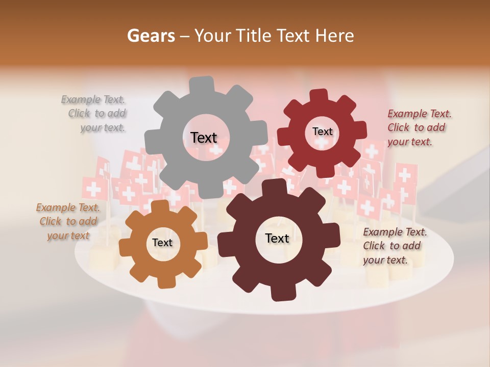 A Woman Holding A Tray Of Cheese With Swiss Flags On It PowerPoint Template