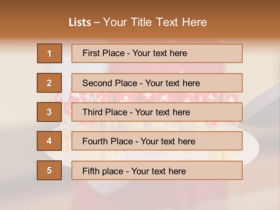 A Woman Holding A Tray Of Cheese With Swiss Flags On It PowerPoint Template