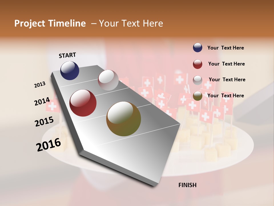 A Woman Holding A Tray Of Cheese With Swiss Flags On It PowerPoint Template