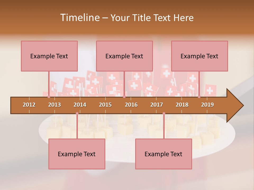 A Woman Holding A Tray Of Cheese With Swiss Flags On It PowerPoint Template