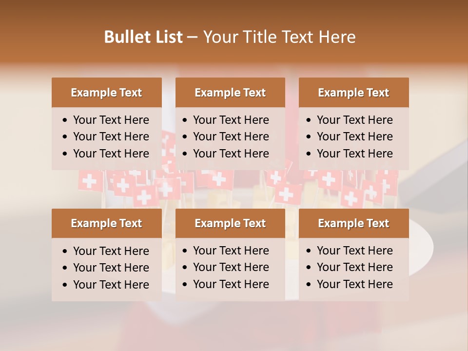 A Woman Holding A Tray Of Cheese With Swiss Flags On It PowerPoint Template