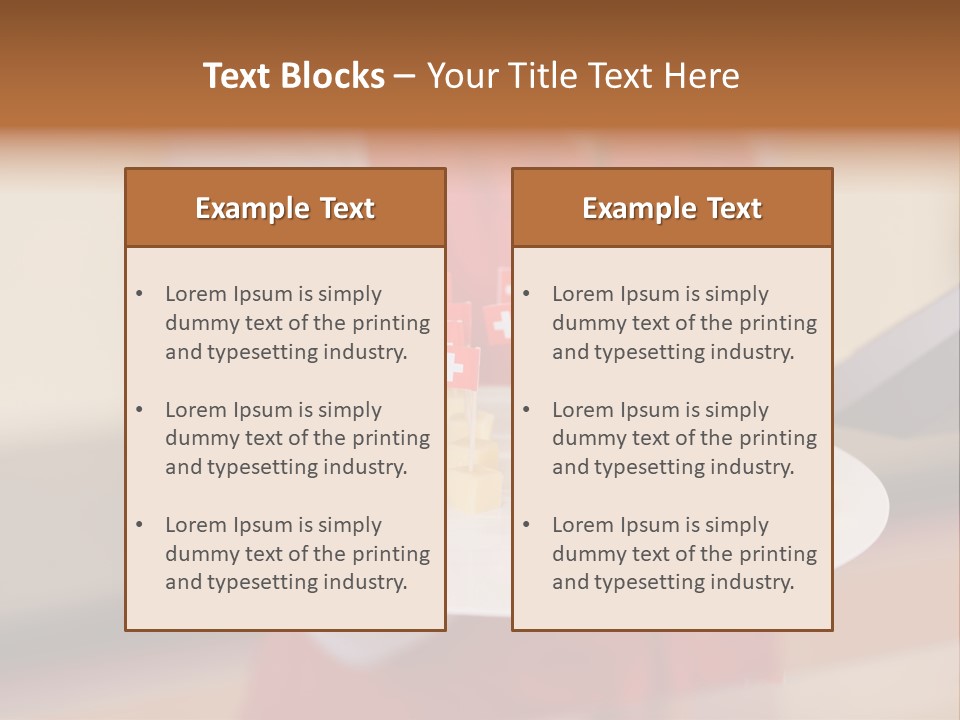 A Woman Holding A Tray Of Cheese With Swiss Flags On It PowerPoint Template