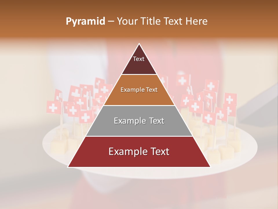 A Woman Holding A Tray Of Cheese With Swiss Flags On It PowerPoint Template