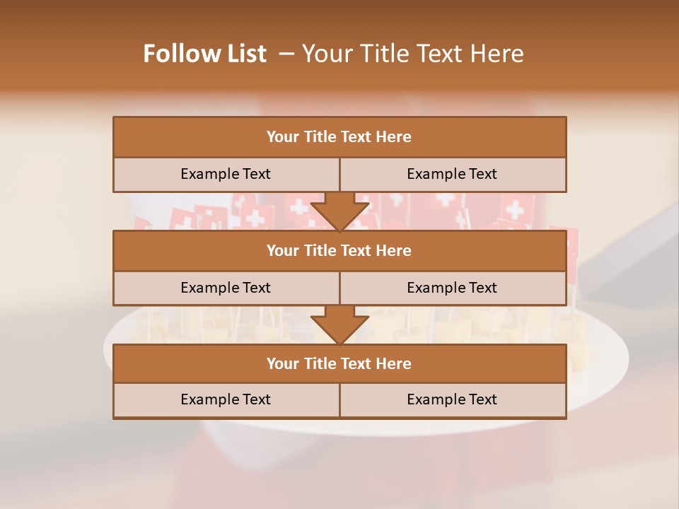 A Woman Holding A Tray Of Cheese With Swiss Flags On It PowerPoint Template