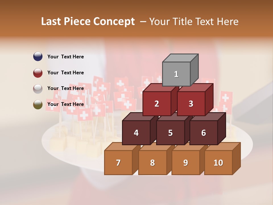 A Woman Holding A Tray Of Cheese With Swiss Flags On It PowerPoint Template