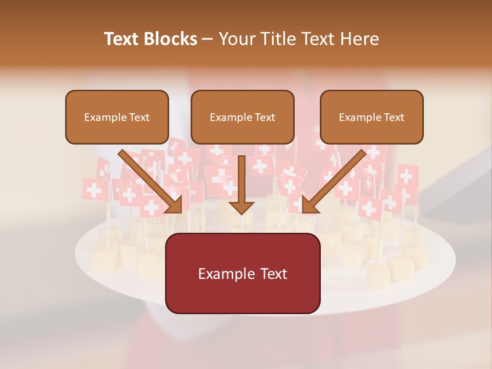A Woman Holding A Tray Of Cheese With Swiss Flags On It PowerPoint Template