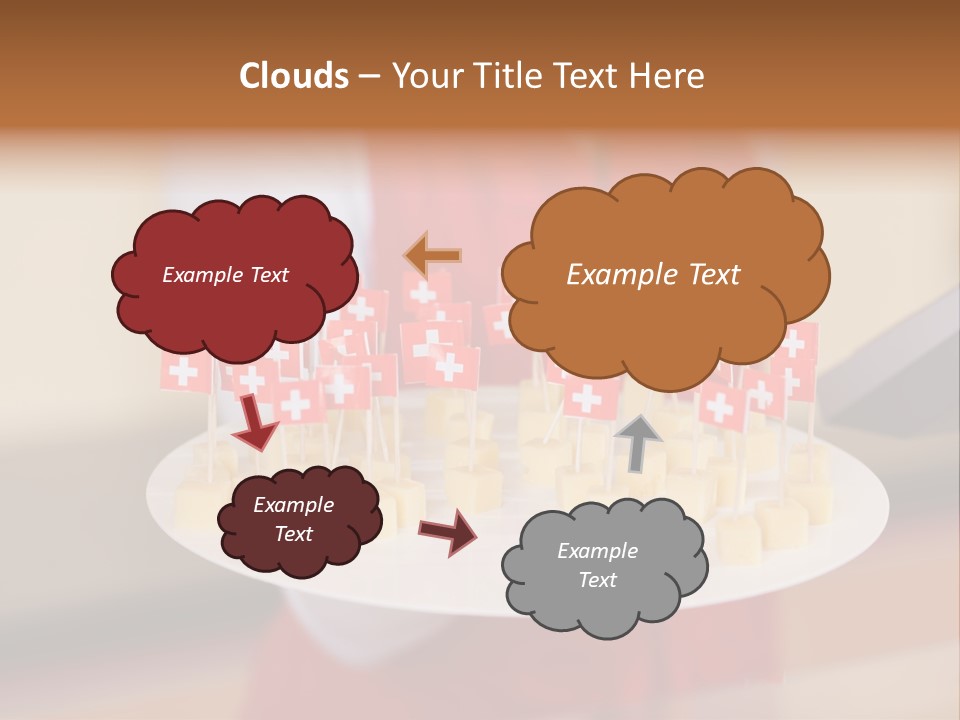 A Woman Holding A Tray Of Cheese With Swiss Flags On It PowerPoint Template