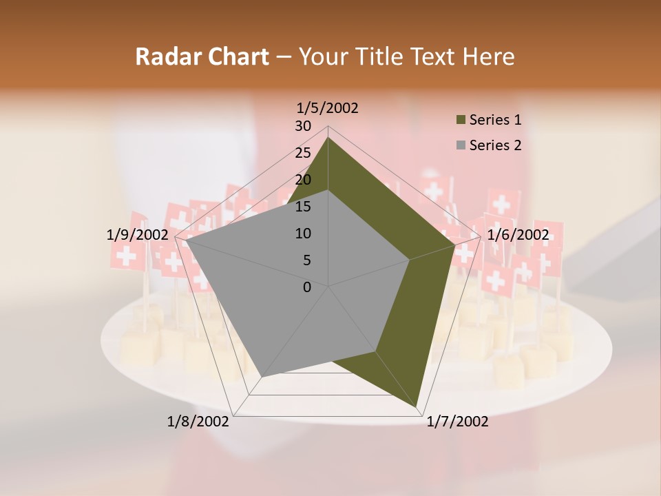 A Woman Holding A Tray Of Cheese With Swiss Flags On It PowerPoint Template