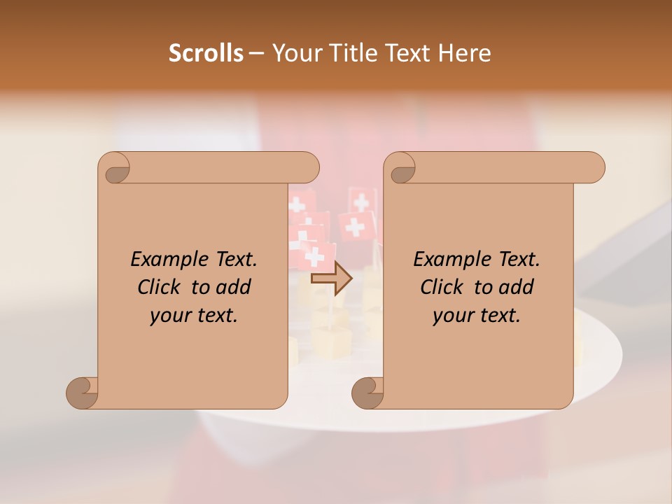 A Woman Holding A Tray Of Cheese With Swiss Flags On It PowerPoint Template