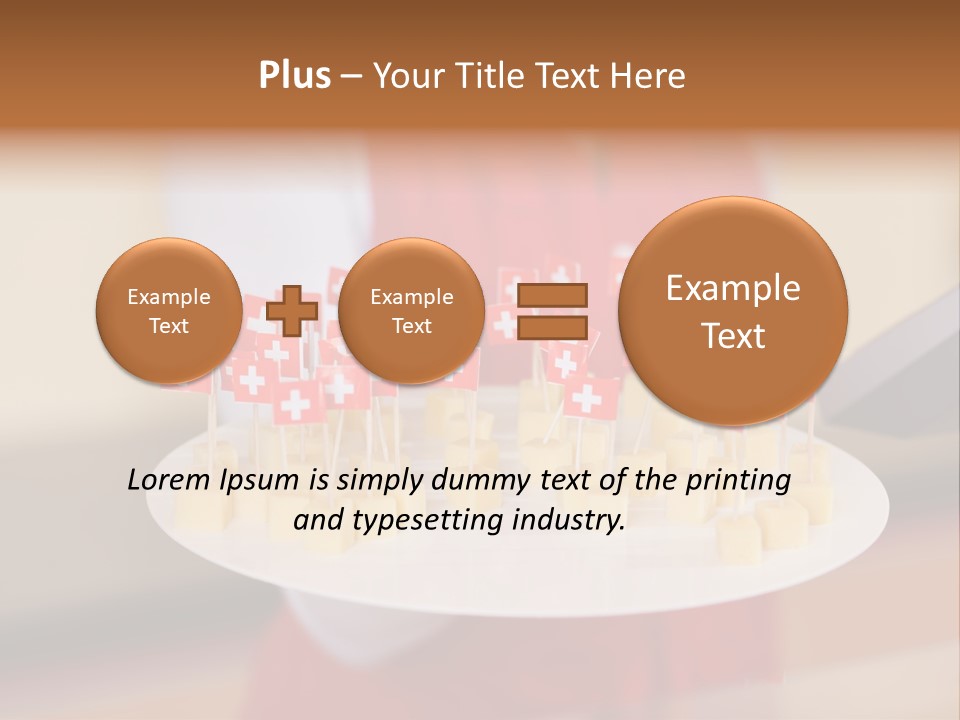 A Woman Holding A Tray Of Cheese With Swiss Flags On It PowerPoint Template