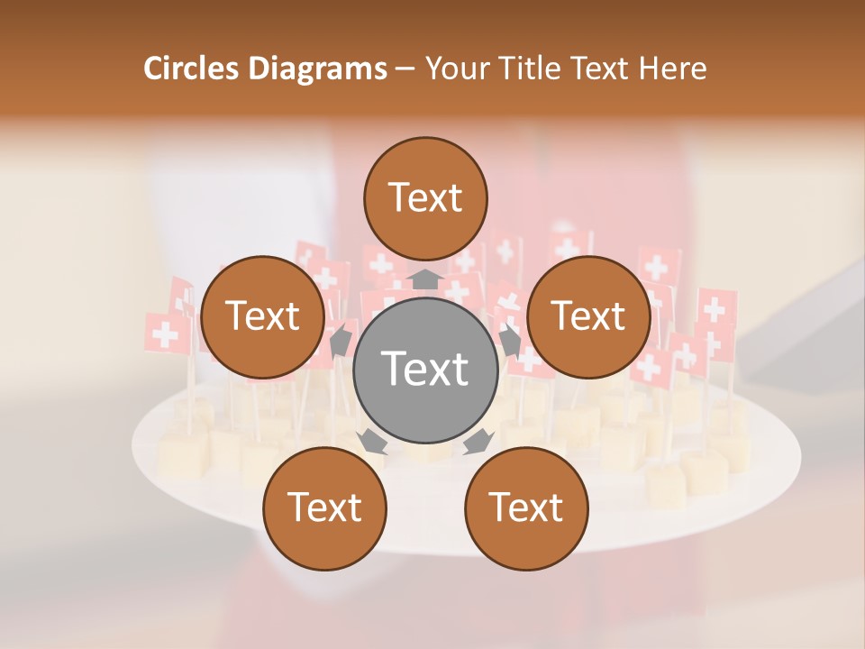 A Woman Holding A Tray Of Cheese With Swiss Flags On It PowerPoint Template