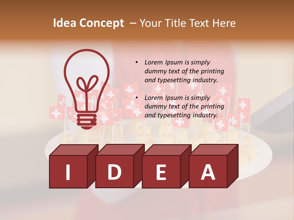 A Woman Holding A Tray Of Cheese With Swiss Flags On It PowerPoint Template