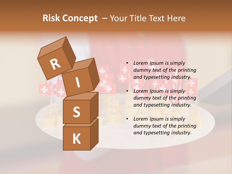 A Woman Holding A Tray Of Cheese With Swiss Flags On It PowerPoint Template