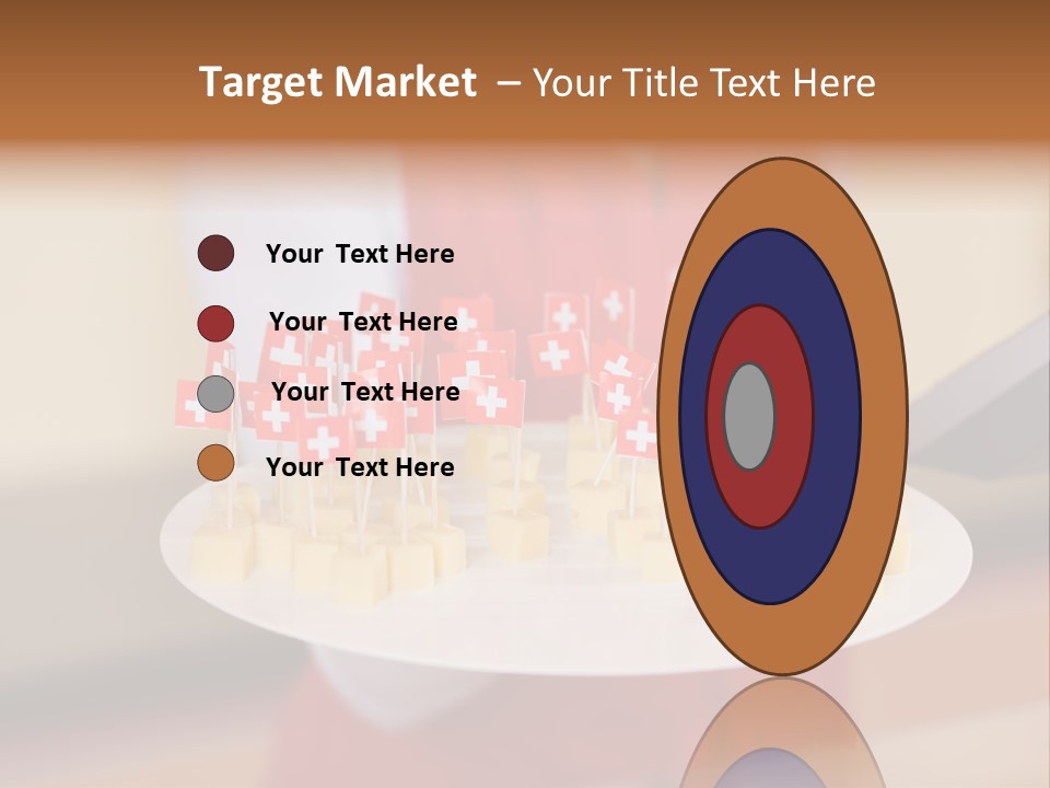 A Woman Holding A Tray Of Cheese With Swiss Flags On It PowerPoint Template