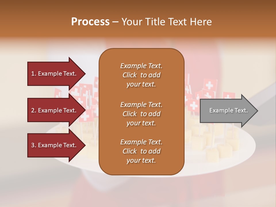 A Woman Holding A Tray Of Cheese With Swiss Flags On It PowerPoint Template