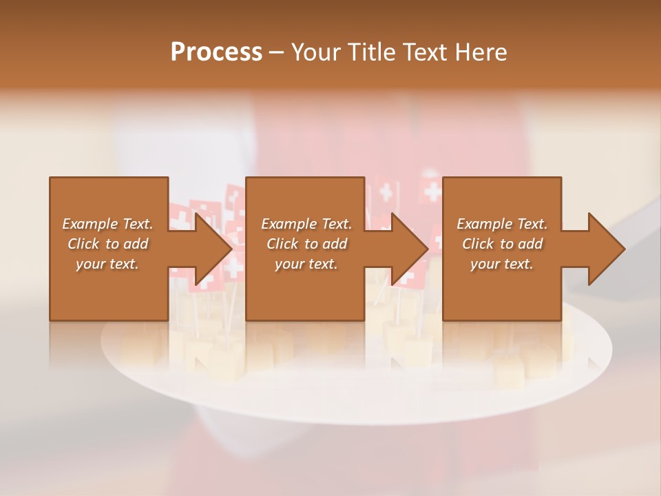 A Woman Holding A Tray Of Cheese With Swiss Flags On It PowerPoint Template