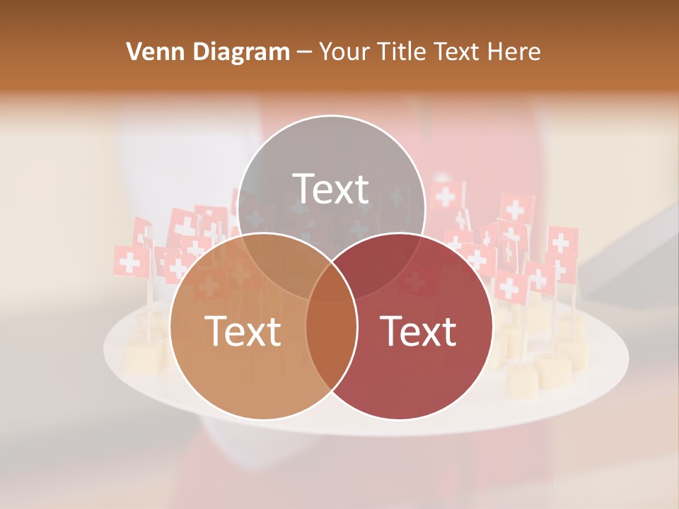 A Woman Holding A Tray Of Cheese With Swiss Flags On It PowerPoint Template