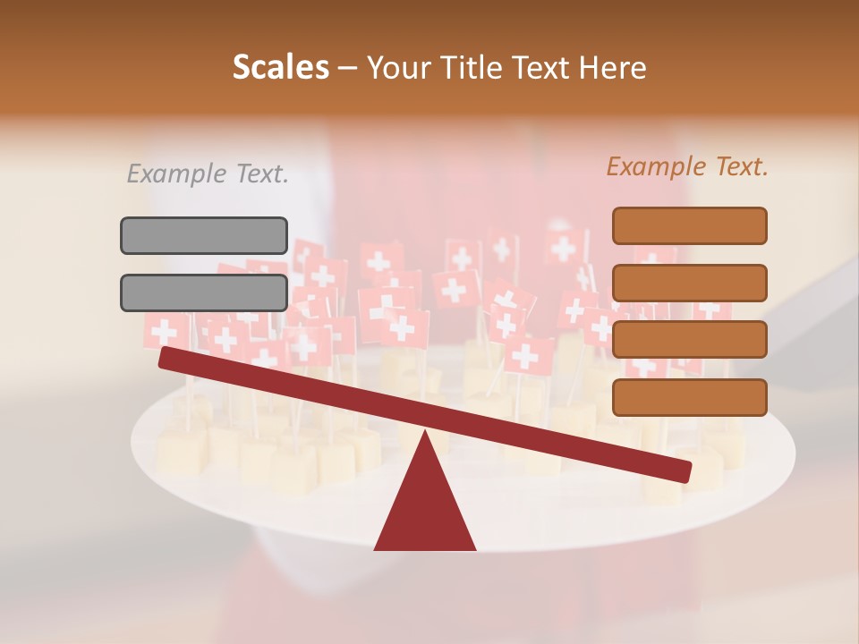 A Woman Holding A Tray Of Cheese With Swiss Flags On It PowerPoint Template