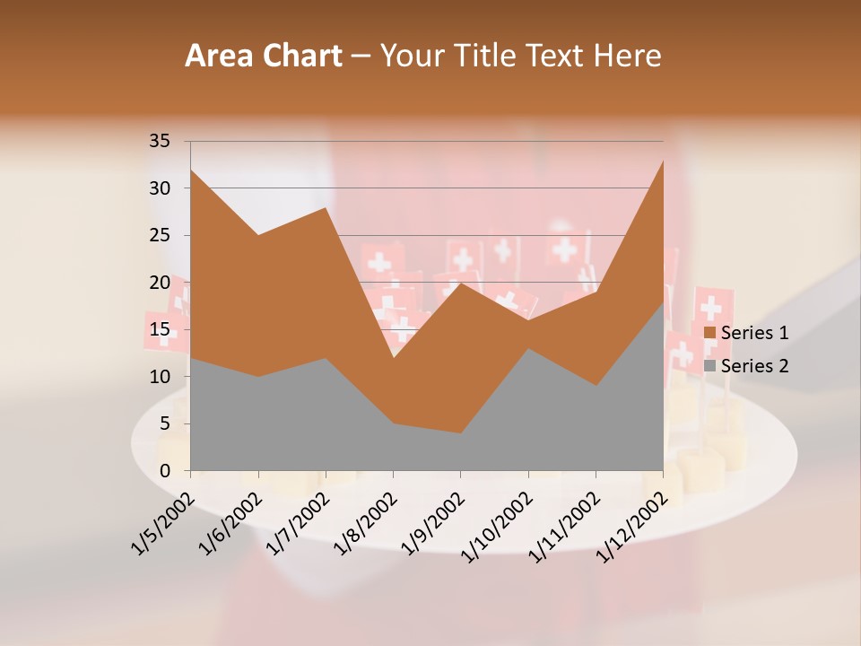 A Woman Holding A Tray Of Cheese With Swiss Flags On It PowerPoint Template