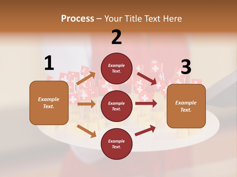 A Woman Holding A Tray Of Cheese With Swiss Flags On It PowerPoint Template