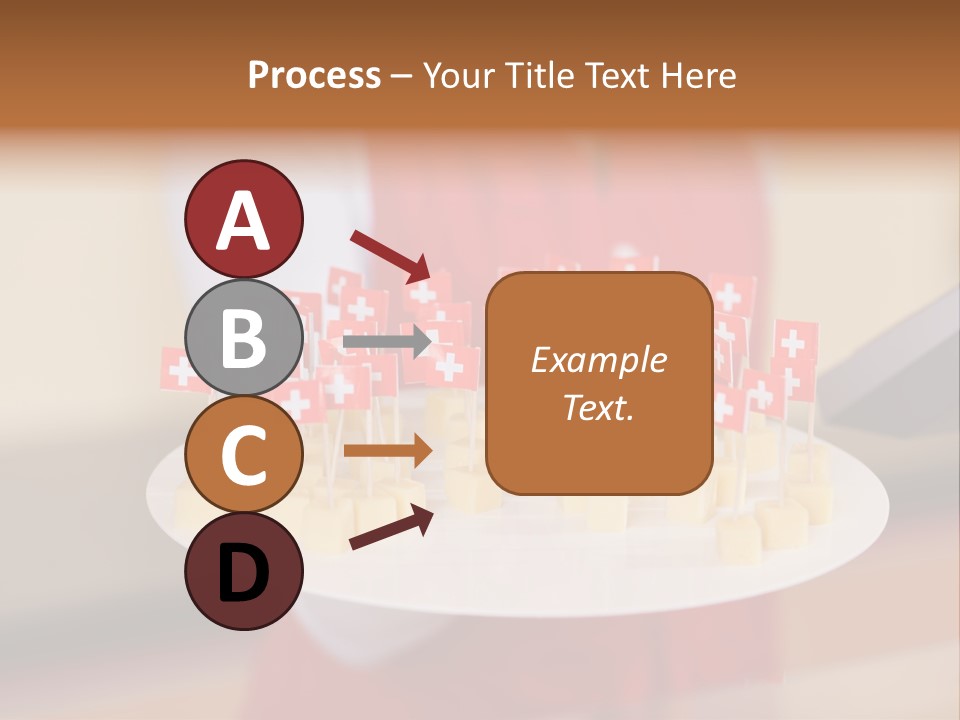 A Woman Holding A Tray Of Cheese With Swiss Flags On It PowerPoint Template