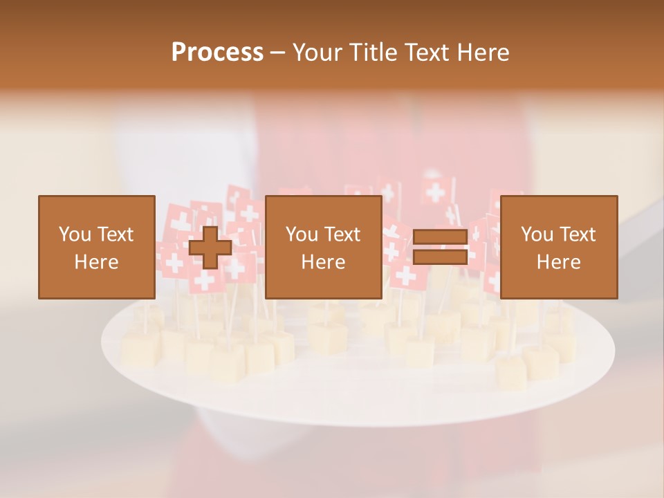 A Woman Holding A Tray Of Cheese With Swiss Flags On It PowerPoint Template
