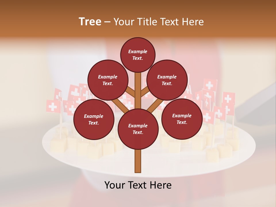 A Woman Holding A Tray Of Cheese With Swiss Flags On It PowerPoint Template