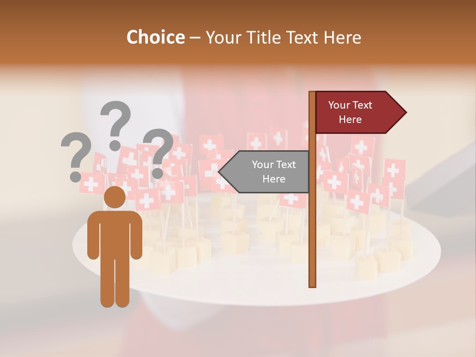 A Woman Holding A Tray Of Cheese With Swiss Flags On It PowerPoint Template