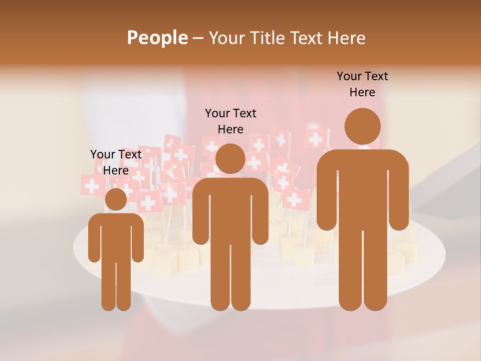 A Woman Holding A Tray Of Cheese With Swiss Flags On It PowerPoint Template