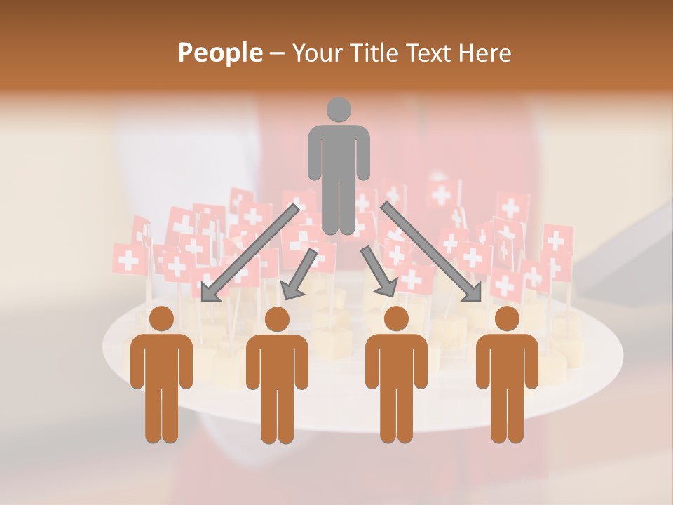 A Woman Holding A Tray Of Cheese With Swiss Flags On It PowerPoint Template