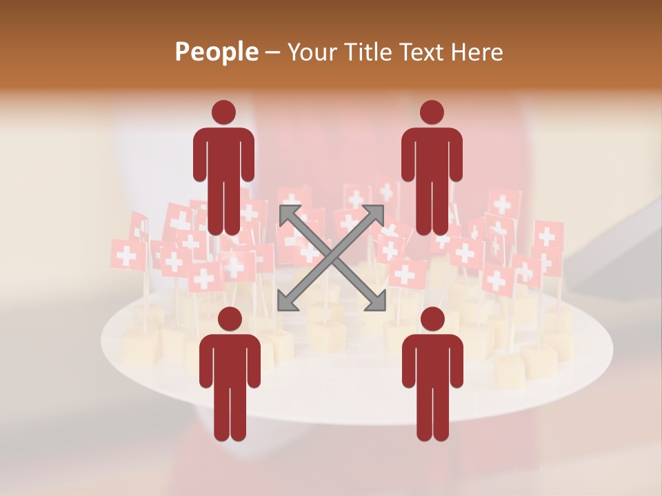 A Woman Holding A Tray Of Cheese With Swiss Flags On It PowerPoint Template