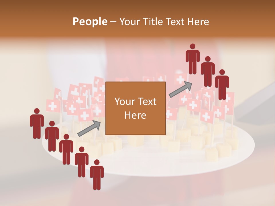 A Woman Holding A Tray Of Cheese With Swiss Flags On It PowerPoint Template