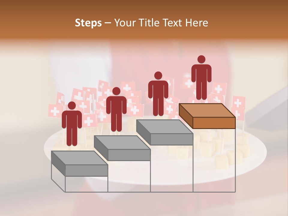 A Woman Holding A Tray Of Cheese With Swiss Flags On It PowerPoint Template