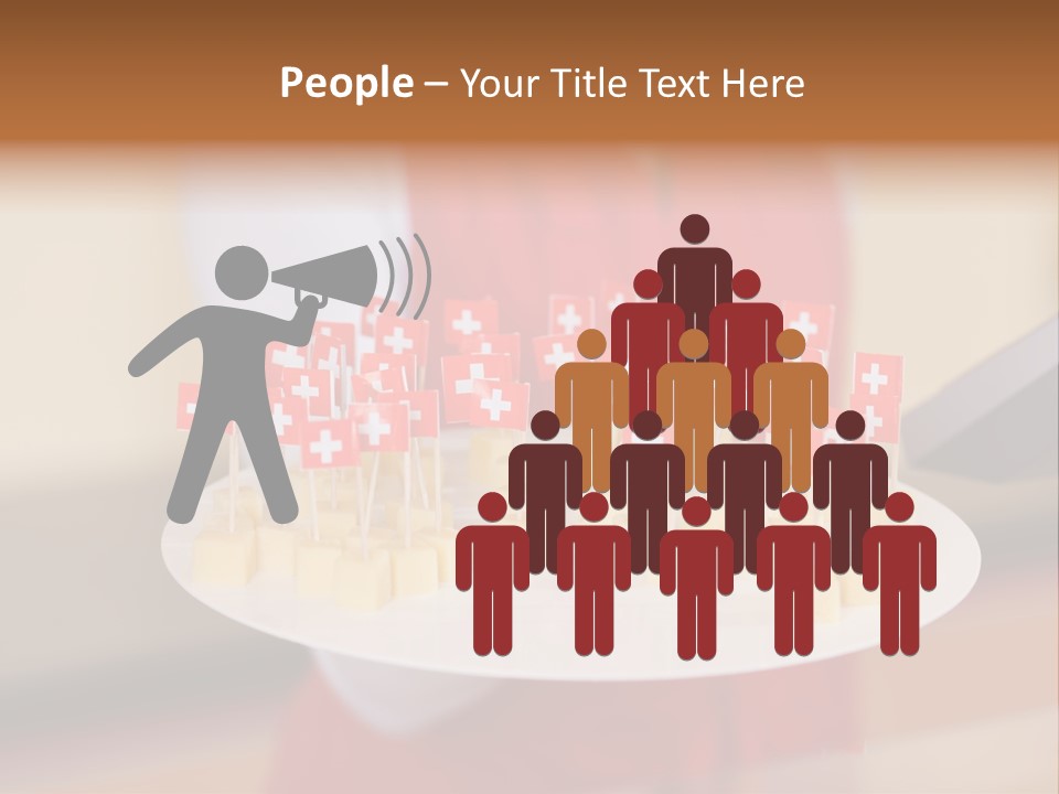 A Woman Holding A Tray Of Cheese With Swiss Flags On It PowerPoint Template